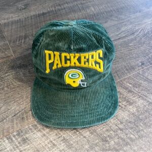 VTG Corduroy Green Bay Packers Hat Cap SnapBack Football NFL USA
